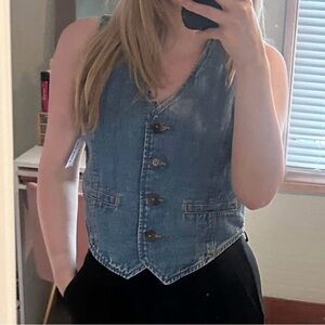 Old Navy Blue Denim Button-Up Vest